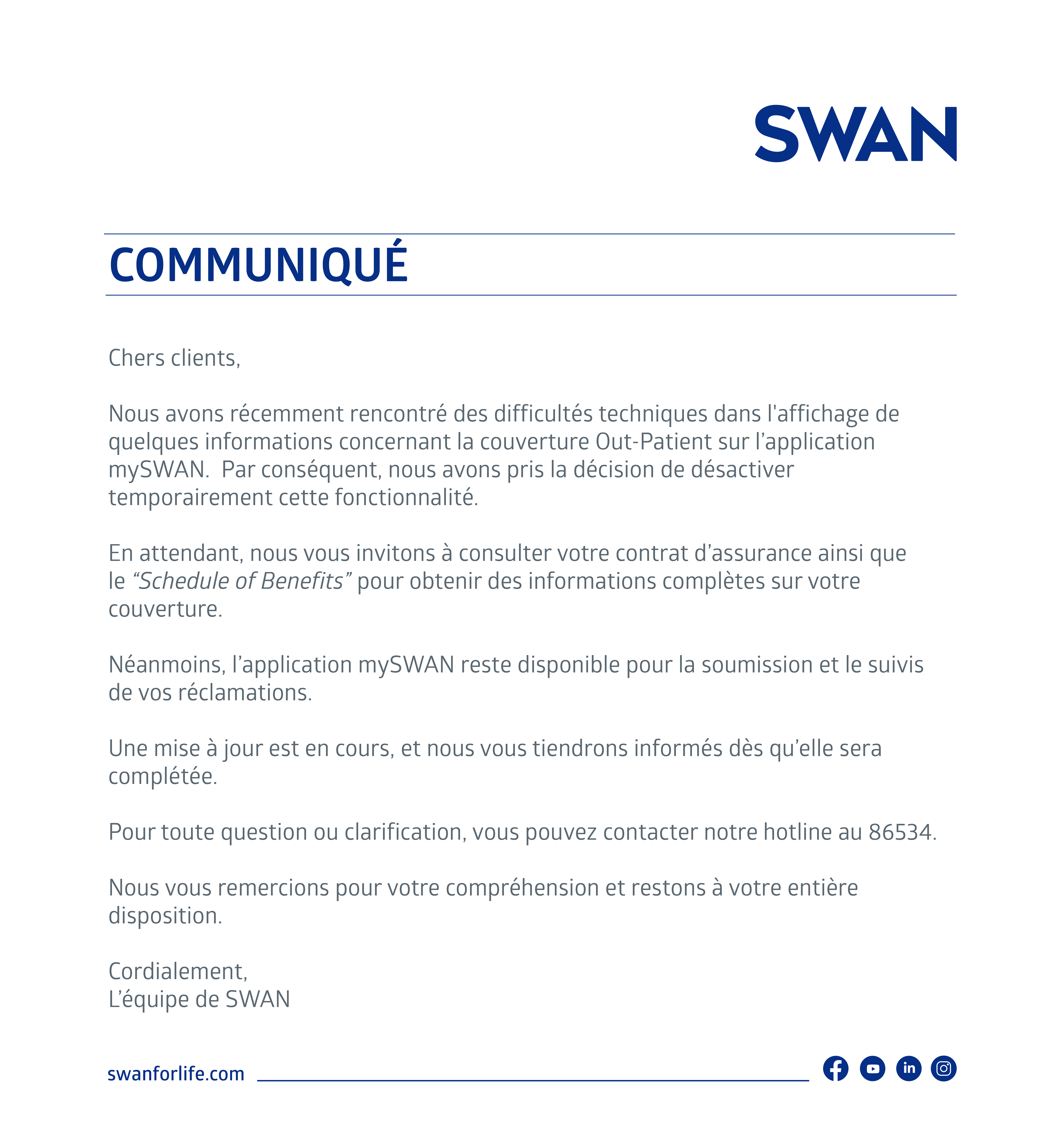 mySwann App Communique
