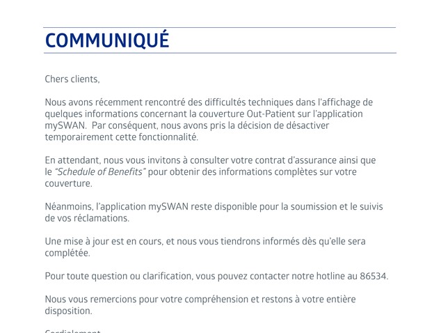 mySwann App Communique