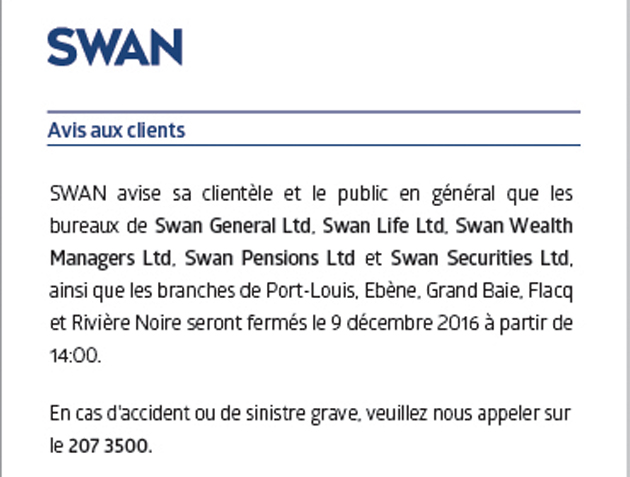Avis aux clients - Fermeture des branches